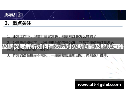 赵鹏深度解析如何有效应对欠薪问题及解决策略
